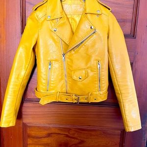 Faux leather Yellow Moto Jacket size S